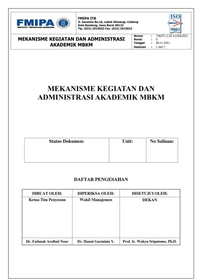 Mekanisme Kegiatan Dan Administrasi Akademik Mbkm