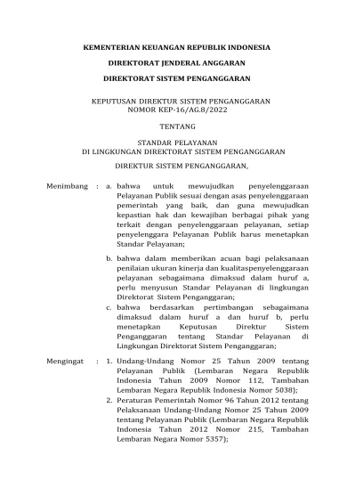 Kementerian Keuangan Republik Indonesia Direktorat Jenderal Anggaran