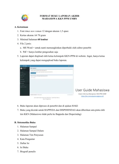 FORMAT BUKU LAPORAN AKHIR MAHASISWA KKN PPM UMBY