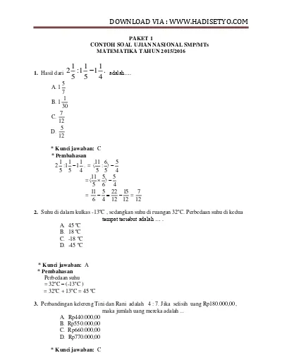 Top Pdf Soal Matematika Siap Un 2016 Dan Pembahasan 123dok Com