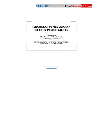 Silabus Bahasa Indonesia Smp Mts Kelas Vii Smt 1 Silabusrpp