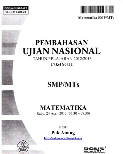 Pembahasan Soal Un Matematika Smp Tahun 2013 Nomor 3