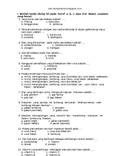 Soal Soal Ukk Semester 2 Kelas 5 Sd Mi Tahun Pelajaran 2016 2017 Ipa Kelas 5