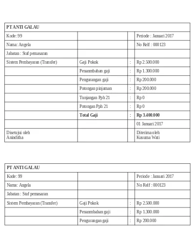 Contoh Contoh Contoh Slip Gaji Excel