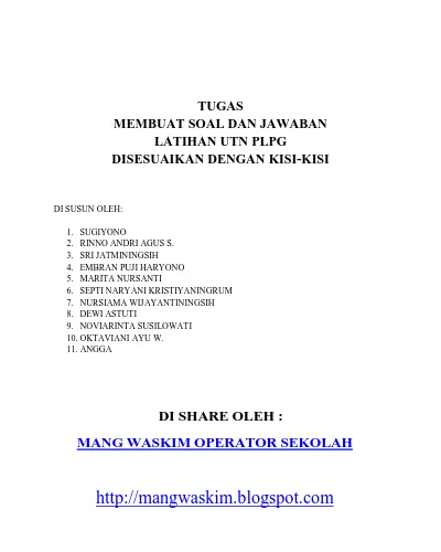 Top Pdf Soal Dan Kunci Jawaban Utn Ulang Plpg 2018 Bahasa Indonesia