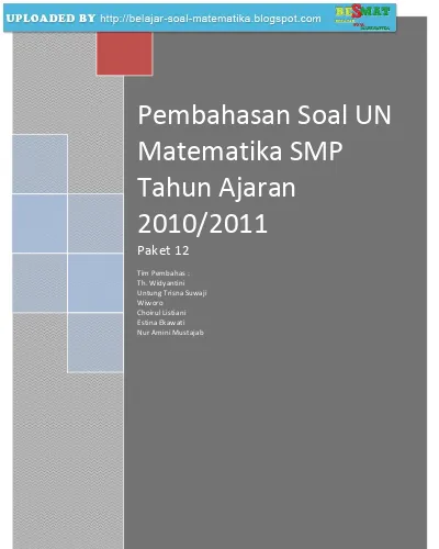 Soal Un Smp Tahun 2010 2011 Dan Pembahasannya