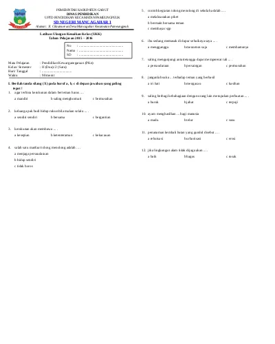 Unduh Contoh Soal Ukk Kelas 2 Sd Lengkap Ukk Pai Kls 2