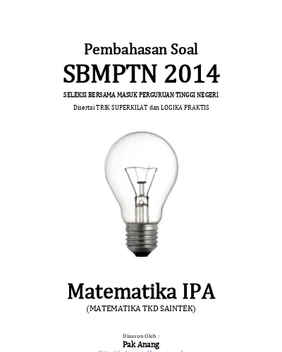 Top Pdf Pembahasan Soal Sbmptn 2014 Matematika Ipa Kode 512 123dok Com