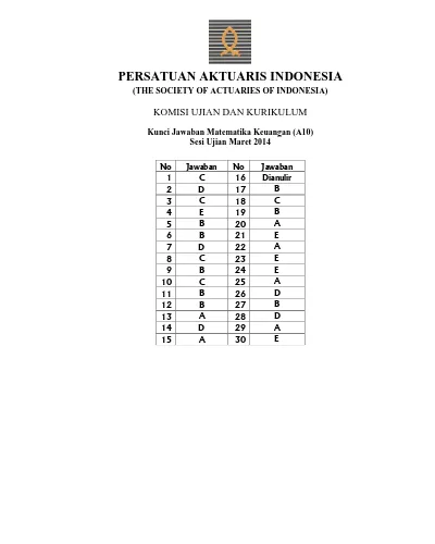 Kunci Jawaban A10 Juni 2016