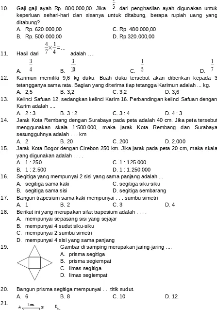 Soal Uas Sd Dan Mi Kelas 5 Ukk Matematika 5 2