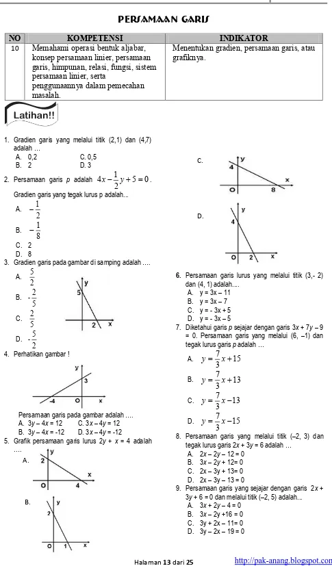 Modul Soal Persiapan Un Matematika Smp 2012