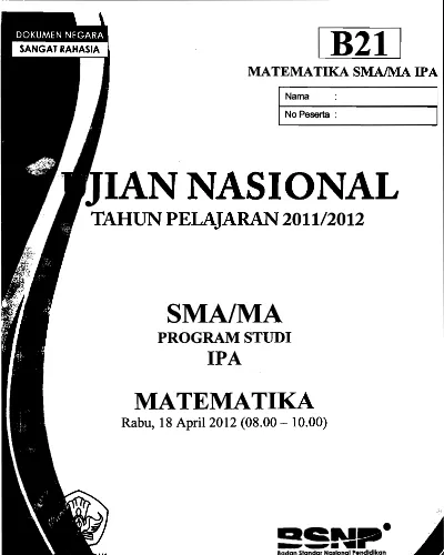 Naskah Soal Un Matematika Ipa Sma 2013 Paket 1