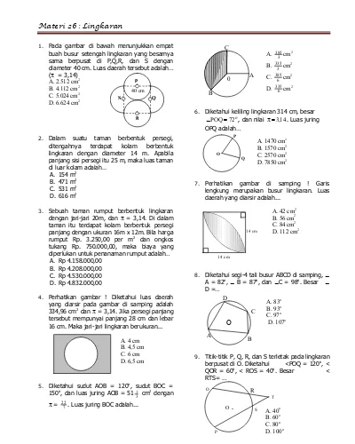 Top Pdf Kumpulan Soal Siap Un Matematika Smp 2016 2017 Seseuai Kisi Kisi Materi 26 Lingkaran 123dok Com