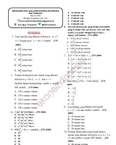 Top Pdf Gratis Rangkuman Soal Un Matematika Smk Teknologi Permateri 4 Program Linear 123dok Com