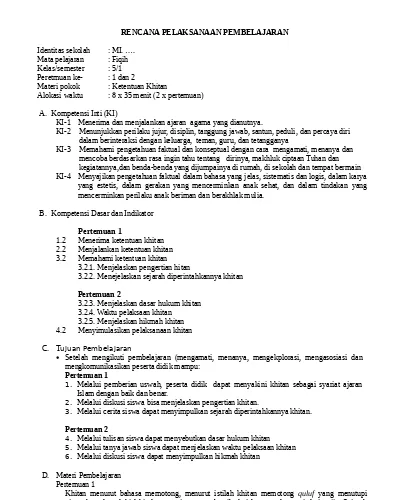 Promes Rpp Silabus Pai Khusus Mi Kelas 5 Revisi 2017 Kurikulum 2013 Rpp Fiqih 5 Haji