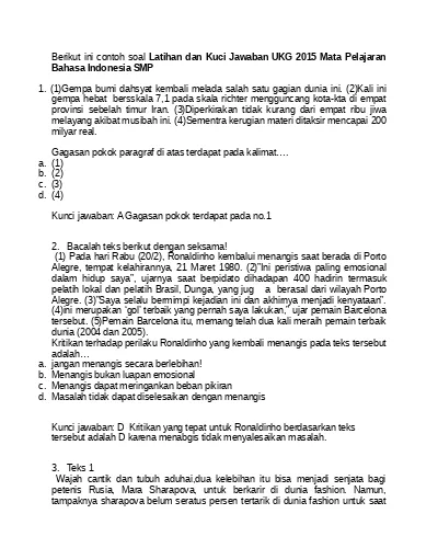 Top Pdf Soal Latihan Ukg 2015 Smp Bahasa Indonesia Dan Kunci Jawaban 123dok Com