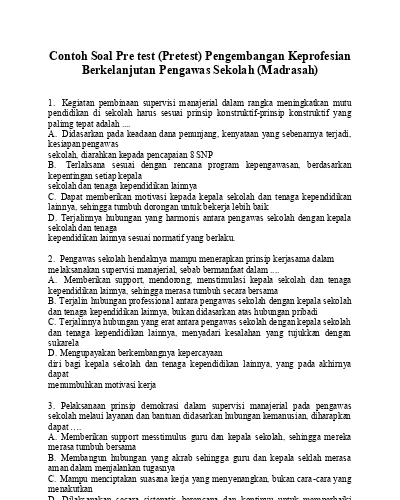 Top Pdf Contoh Soal Pre Test Pengawas Sekolah 123dok Com