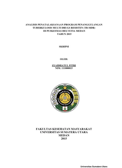 Top PDF Analisis Penatalaksanaan Program Penanggulangan Tuberkulosis ...