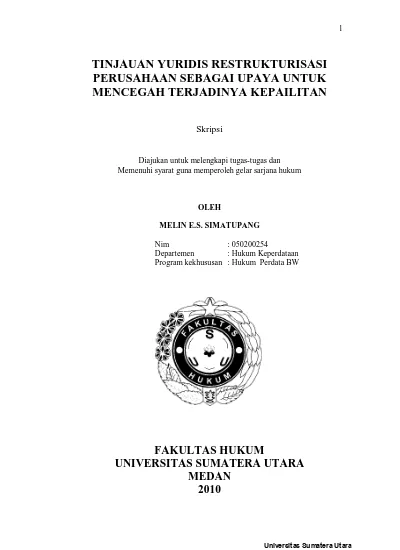 Tinjauan Yuridis Restrukturisasi Perusahaan Sebagai Upaya Untuk ...