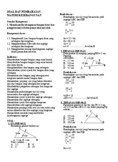 Top Pdf Soal Dan Pembahasan Kesebangunan Segitiga 123dok Com