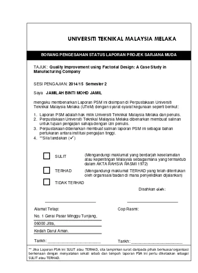 Quality Improvement Using Factorial Design A Case Study In Manufacturing Company