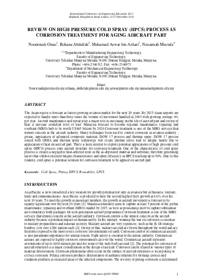 Top Pdf Review On High Pressure Cold Spray Hpcs Process As Corrosion Treatment For Aging Aircraft Part 123dok Com