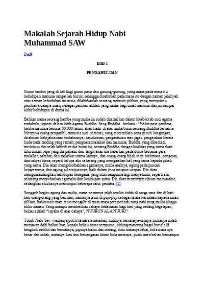 Makalah Sejarah Hidup Nabi Muhammad SAW