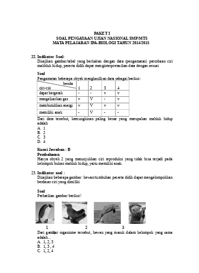 Soal Biologi Kelas 9 Smp