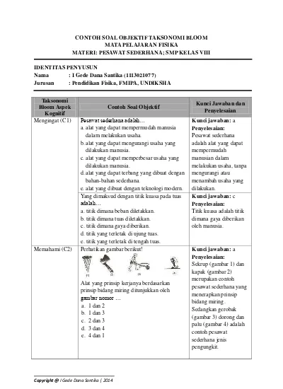 Soal Dan Pembahasan Fisika Taksonomi Blo