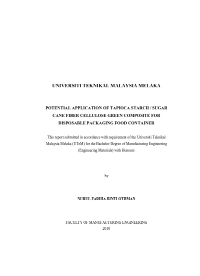 Potential Application Of Tapioca Starch/Sugar Cane Fiber Cellulose ...