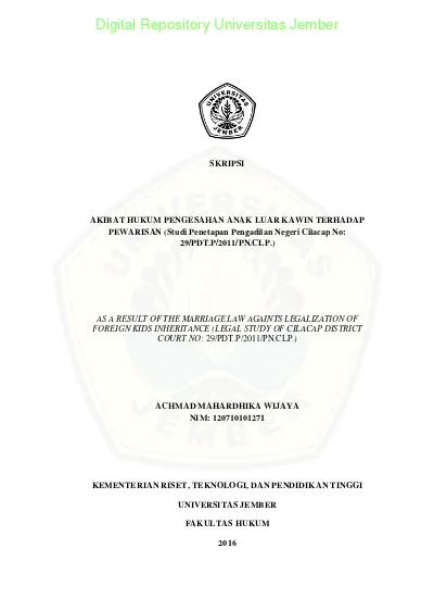 Top PDF PENGAKUAN DAN PENGESAHAN ANAK LUAR KAWIN SERTA AKIBAT HUKUMNYA ...