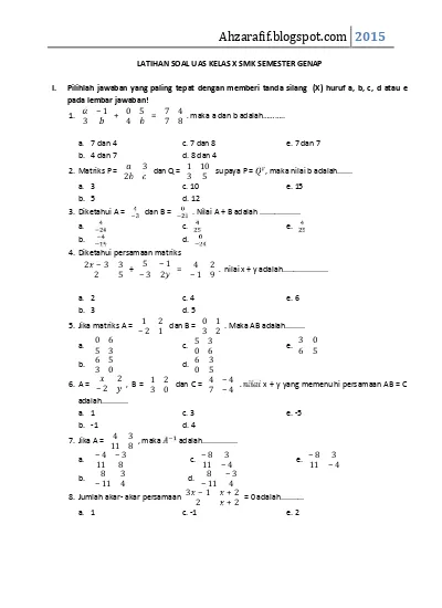 Top Pdf Soal Pk Kelas X Semester 2 Smk Pilgan Essay 123dok Com