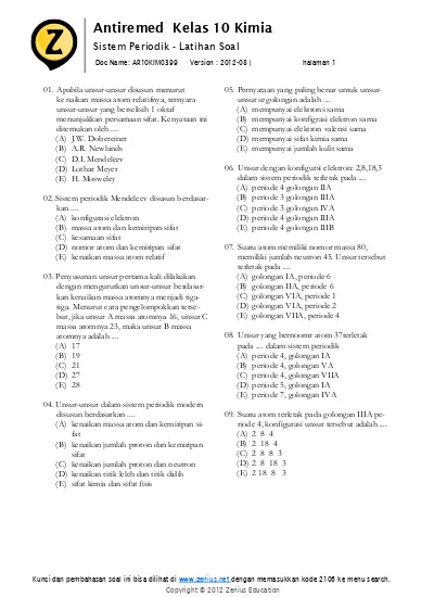 Antiremed Kelas 10 Kimia