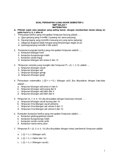 Top Pdf Soal Matematika Kelas Vii 123dok Com