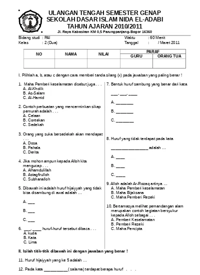 Top Pdf Soal Uts Sbk Kelas 5 Sd Semester 2 Genap Ktsp 123dok Com