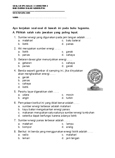 Soal Uh Ipa Kelas 3 Bab 2 Penggolongan Tumbuhan Semester 1