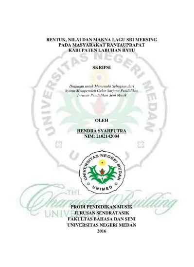Bentuk Musik Nilai Dan Makna Lagu Sri Mersing Pada Masyarakat Rantauprapat Kabupaten Labuhan Batu