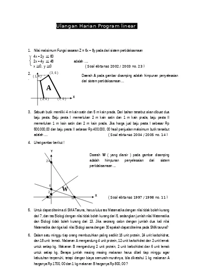 Bab 4 Program Linier A Pengertian Program Linier Modul Siap Un Matematika Sma Program Mipa