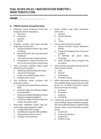 Soal Uh Ipa Kelas 3 Bab 2 Penggolongan Tumbuhan Semester 1