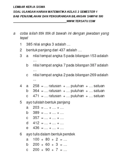 Top Pdf Soal Matematika Ke 1 Kelas 1 Melihat Net 123dok Com