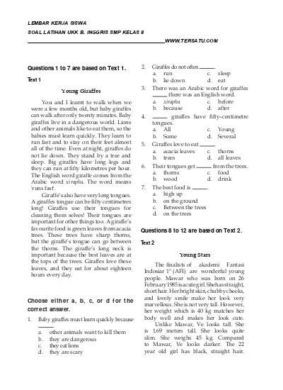 Soal Latihan Ukk B Inggris Smp Kelas 8