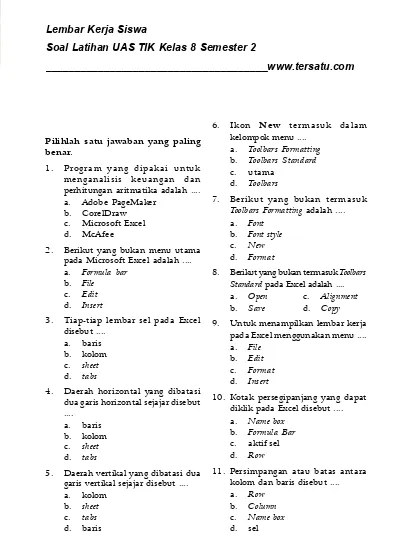 Top Pdf Soal Ukk Tik Kelas 8 123dok Com