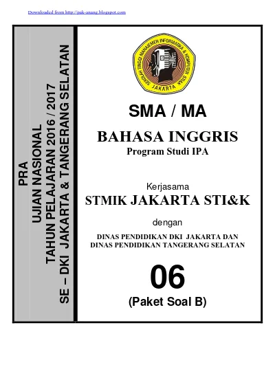 Prediksi Soal Un Sma Bahasa Inggris Ipa Ips Paket B Carisoal Com