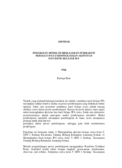 Top Pdf Penerapan Model Pembelajaran Interaktif Sebagai Upaya Meningkatkan Aktivitas Dan Hasil Belajar Ipa 123dok Com