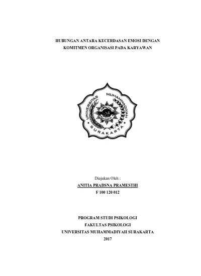 HUBUNGAN ANTARA KECERDASAN EMOSI DENGAN KOMITMEN ORGANISASI PADA ...