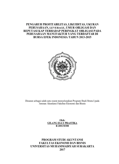 PENGARUH PROFITABILITAS, LIKUIDITAS, UKURAN PERUSAHAAN, LEVERAGE, UMUR ...