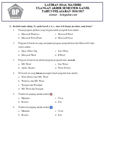 Latihan Soal Uas Tik Kelas 8 Semester 1