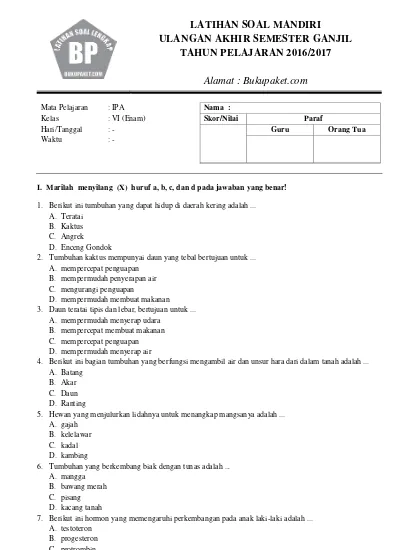 Latihan Soal Uas Ipa Kelas 9 Semester Ga