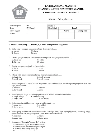 Latihan Soal Uas Ips Kelas 4 Sd