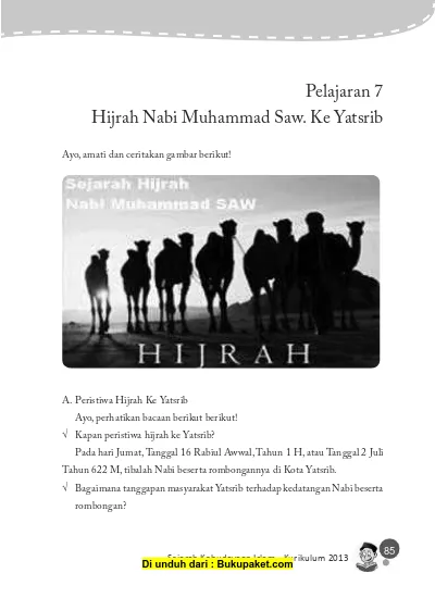 Pelajaran 7 Hijrah Nabi Muhammad Saw Ke Yatsrib